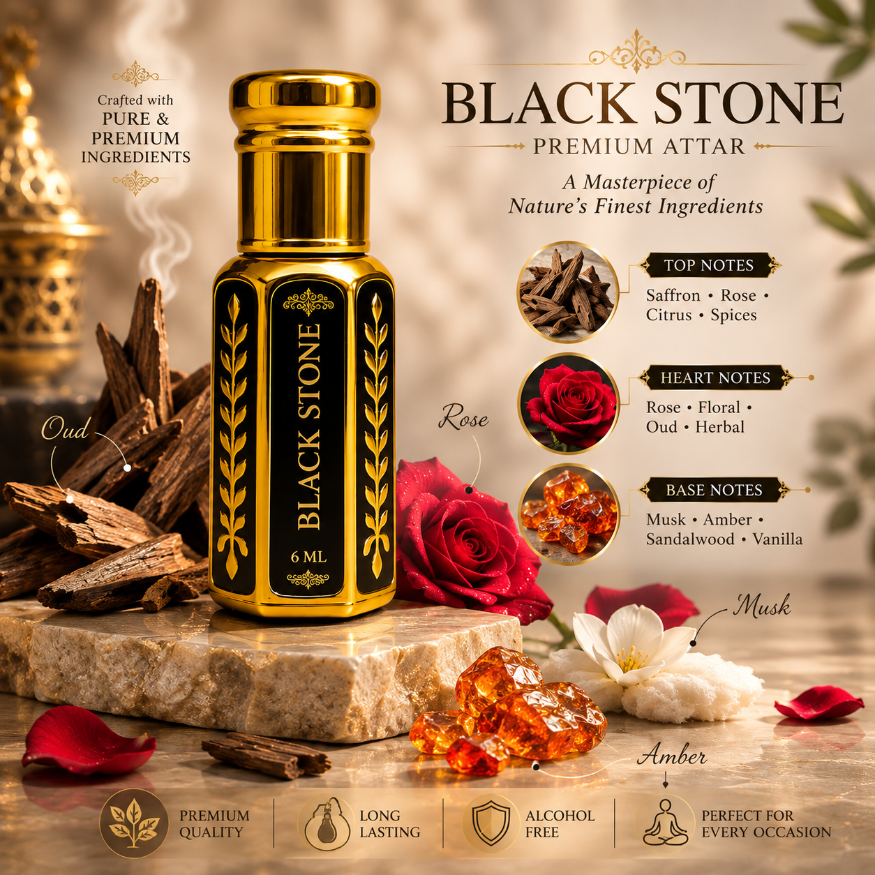 The Black Stone Pure Attar -10 ML