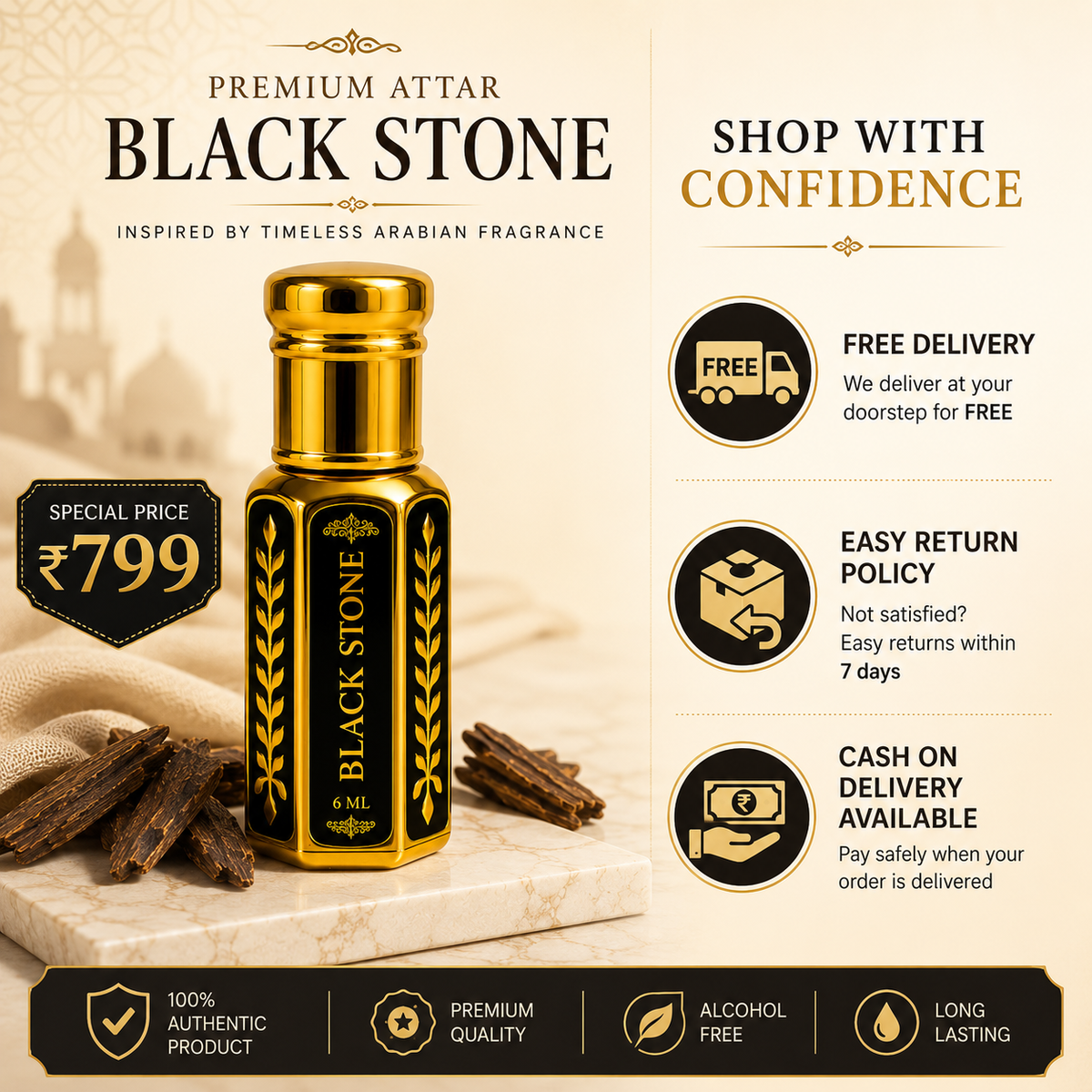 The Black Stone Pure Attar -10 ML